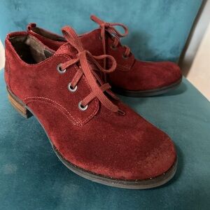 Josef Seibel Burgundy Suede Sienna Lace Up Shoes Sz 40
